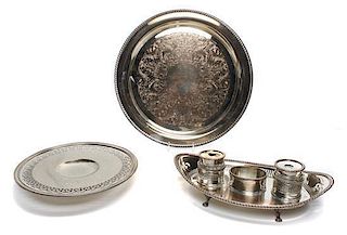 Three Silver-Plate Articles, Diameter of charger 14 3/4 inches.
