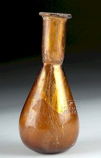 Roman Glass Unguentarium - Deep Amber Color