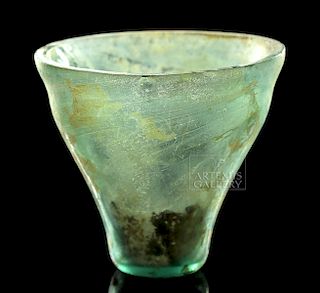Roman Glass Cup - Blue Green with Iridescence!
