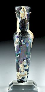 Mamluk Marvered Glass Unguentarium w/ Deep Blue Color