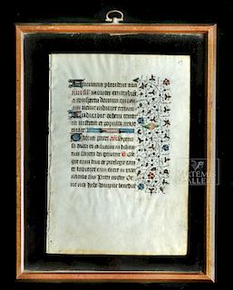 Framed 15th C. French Illuminated Manuscript
