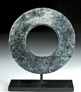 Chinese Neolithic Black Stone Bi Disc
