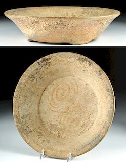 Mayan Brownware Pottery Bowl w/ Spiral Motif