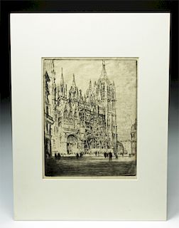 Joseph Pennell Etching - "The West Front, Rouen" 1907