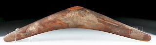Early 20th C Aboriginal Wood Boomerang - Etched Animals