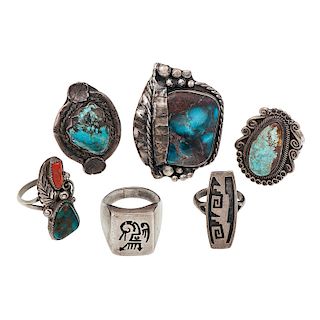 Hopi and Navajo Silver and Turquoise Rings