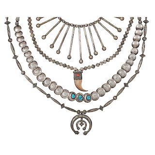 Navajo and Mexican Silver Necklaces