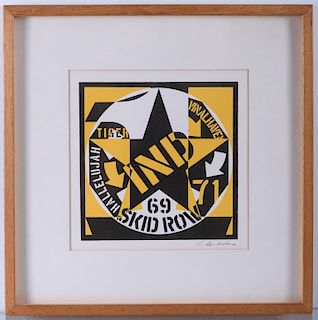 Robert Indiana "69 Skid Row" Lithograph on Paper