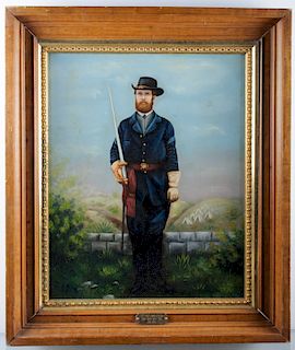 Civil War NY Sgt. Major James Collins Portrait Oil