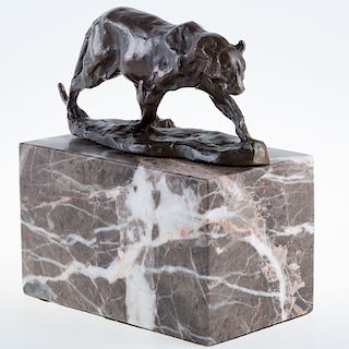R. Bugatti Bronze Sculpture "Panthere Marchant"