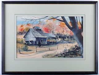 Charles Parthesius Landscape Watercolor, 1966