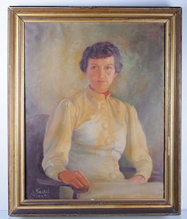 J. Hansel Portrait Oil, Elizabeth Adams Caldwell
