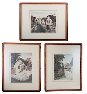 East European Landscape Prints Trio