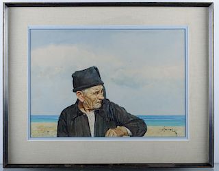 Miss L. Fennell "Pescador Nazare" Watercolor