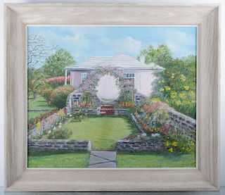 Lynn Stubbs "Bermuda Cottage..." Oil on Canvas