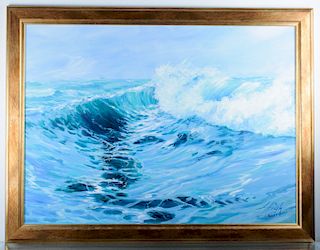 L. High Ocean Scene Acrylic on Canvas