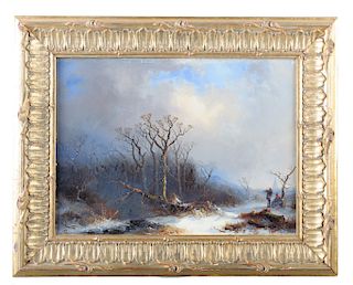 Thomas Otter "Gathering Firewood" Oil on Panel