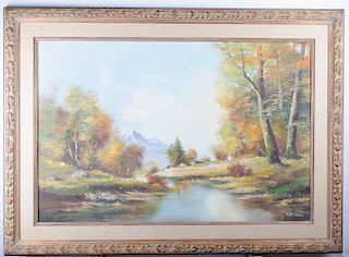 O. Schmidt River Landscape Oil On Canvas