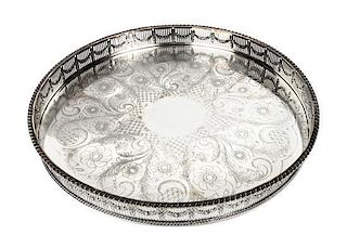 Three Silver-Plate Trays, 20th Century, Length of first over handles 28 1/2 inches.