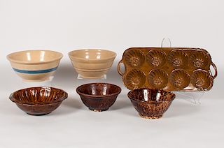 Yellowware Bowls and Food Mold