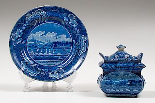 Clews Staffordshire Landing of Gen. Lafayette Plate and Sugar Dish