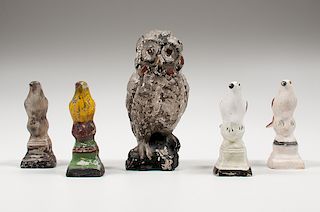 Chalkware Owl and Songbirds