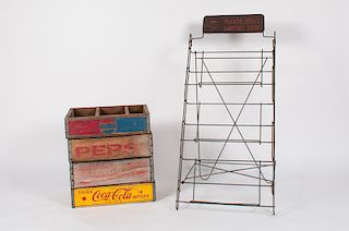 Cola Floor Rack and Wooden Crates