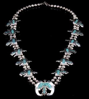 Navajo Water Bird Effigy Charm Necklace