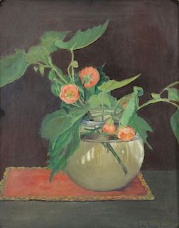 BURGESS, Ruth. Oil on Canvas. Flowers in a Vase.
