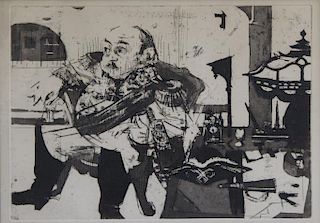 LEVINE, Jack. Etching and Aquatint. "The General".
