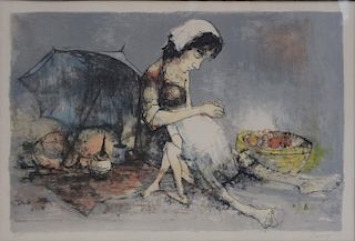 JANSEM, Jean. Lithograph in Colors. Mother and