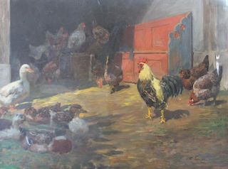BRANDES, Willy. Oil on Canvas. Fowl.