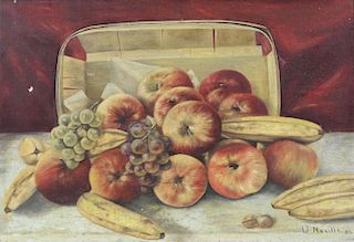 NOVILLE, O. Oil on Canvas. Still Life With Apples