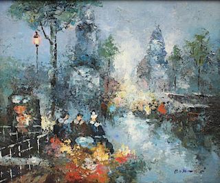 BART??. Oil on Canvas. Impressionist River Scene.