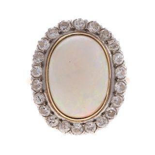 A Lady's Classic Opal & Diamond Cocktail Ring
