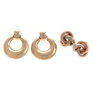 Two Pair of Classic Earrings in 14K Gold