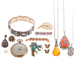 A Collection of Lady's Jewelry Featuring Amber