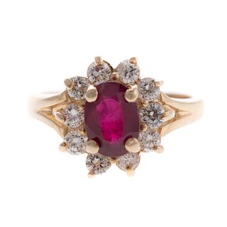 A Lady's Ruby and Diamond Ring in 14K Gold