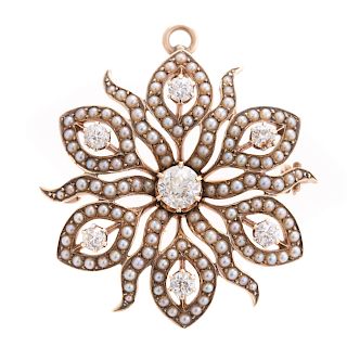 A Lady's Victorian Diamond Pendant/Brooch in 14K