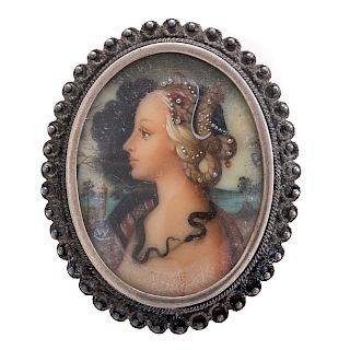 A Victorian Hand Painted Brooch Featuring a Snake