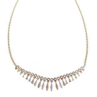 A Lady's White and Yellow Gold Necklace in 9K