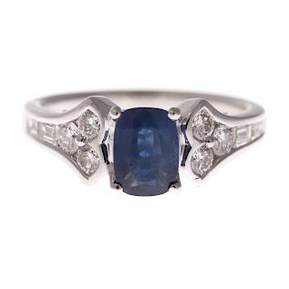 A Lady's 18K Sapphire & Diamond Ring