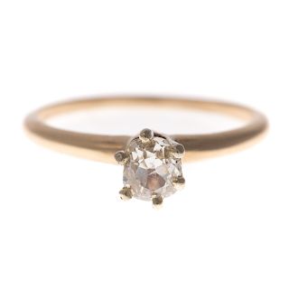 A Lady's 14K Diamond Solitaire Ring