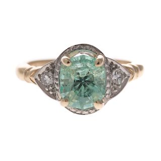 A Lady's 14K Emerald & Diamond Ring