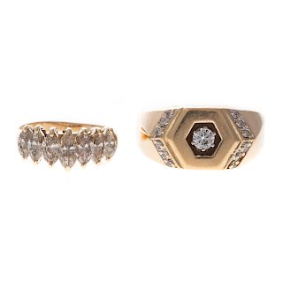 A Pair of Gold Diamond Rings