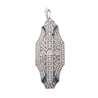 An Impressive Art Deco Diamond & Sapphire Pendant