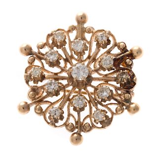 A Lady's Victorian 14K Diamond Starburst Brooch
