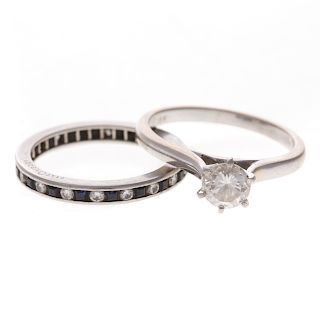 A Platinum Diamond Solitaire Ring & Band