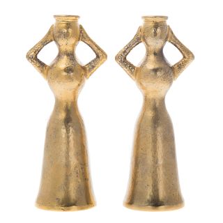 Pair gilt silver figural candlesticks by Lalaounis