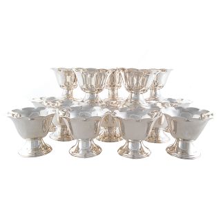 Set of 16 sterling silver footed dessert bowls
